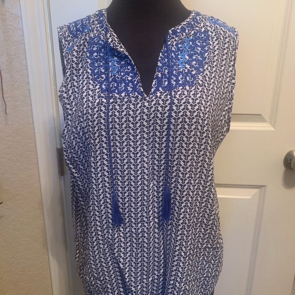 Tribal jeans sleeveless top. Size large